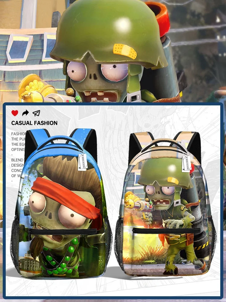 plant-vs-zombie-小学校バックパック超軽量デュアルショルダーバッグ大容量負荷軽減トレンディバックパック