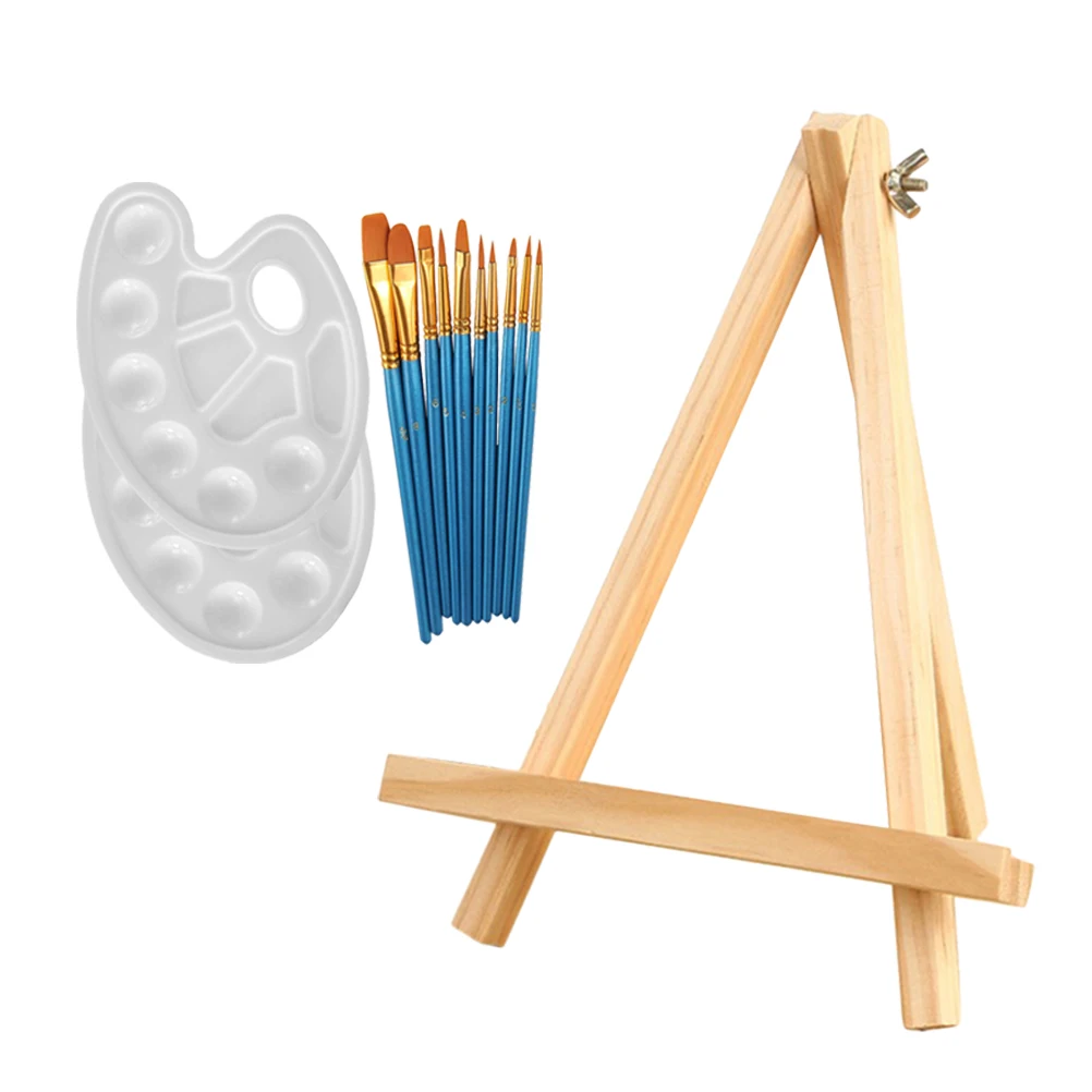

13pcs Painting Set Tabletop Wood Display Easel For Artists A-Frame Photo Frame Bracket Paint Brush Tool Kit Student Art Studio