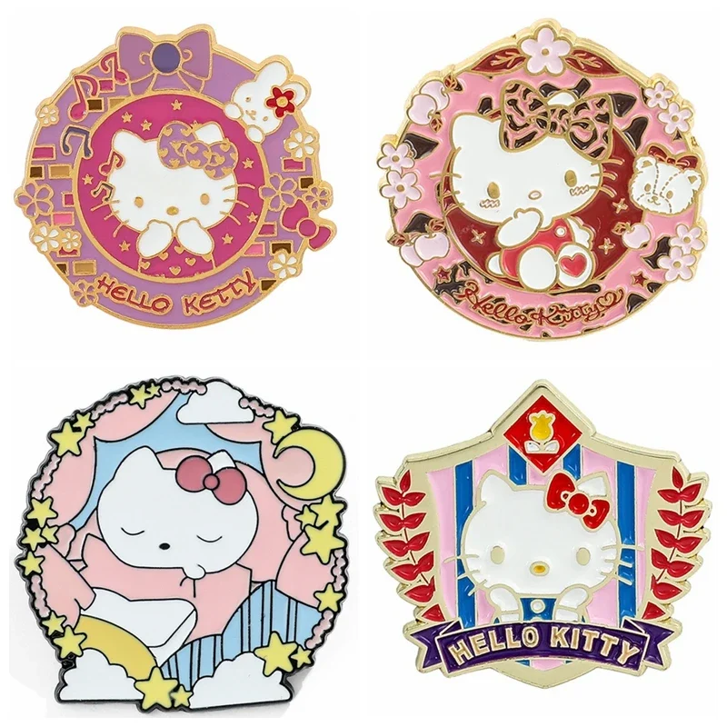 Anime Cartoon Character brooch Hello Kitty Clothes Bag Metal Pins new Cute Enamel Pin Clothing Badge Accessories Gift for Friend