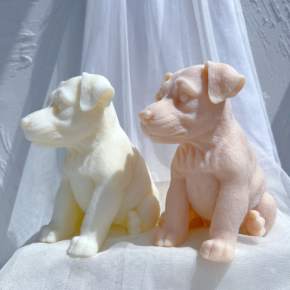 Imagem -02 - Molde da Vela do Silicone para a Decoração Home Animal 3d Jack Terrier Estátua dos Cachorros Molde de Cera de Soja