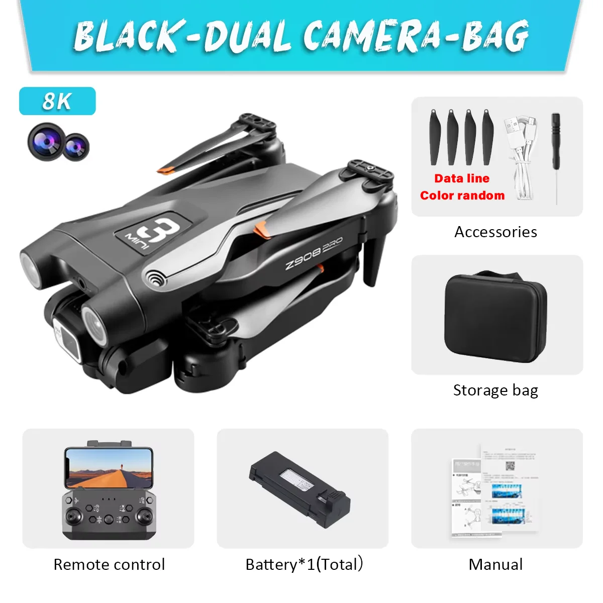 KBDFA Z908 Pro Max Drone Professional Brushless Motor 8K GPS Dual HD Aerial Photography FPV Obstacle Avoidance Quadrotor