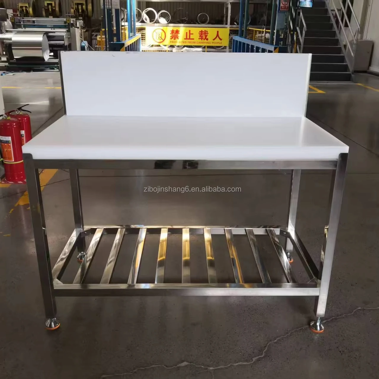 ZRT Commercial Professional Stainless Steel Butcher Table with Polyethylene Top Cutting Meat Kitchen Machines