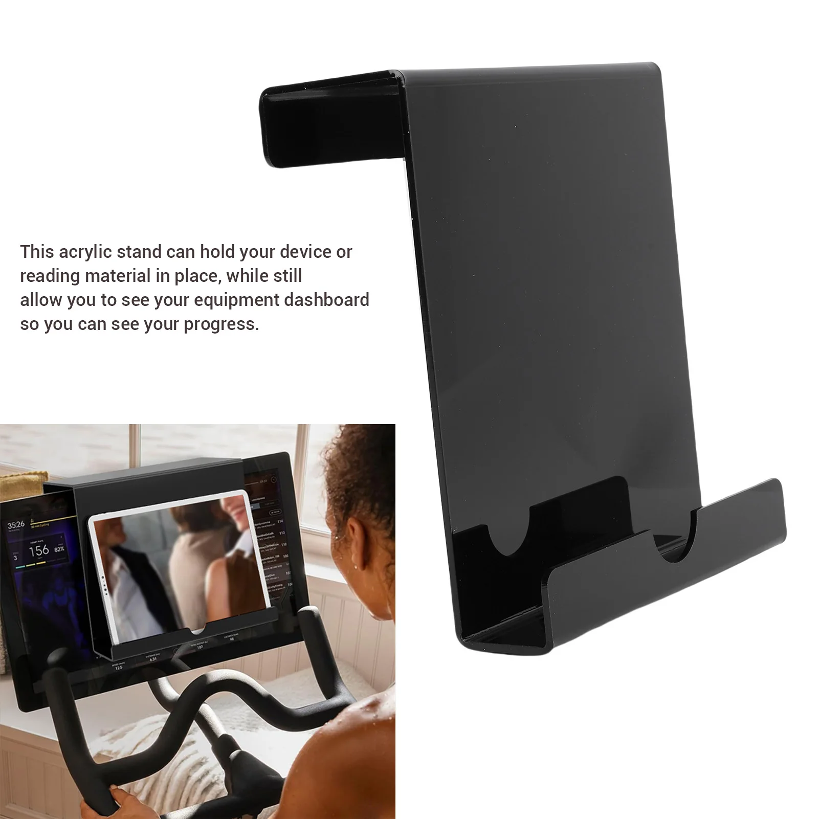 Treadmill Tablet Holder Exercise Bike Reading Stand Acrylic Book Holder Easy Setup for Gym Exercising Treadmill Tablet Holder