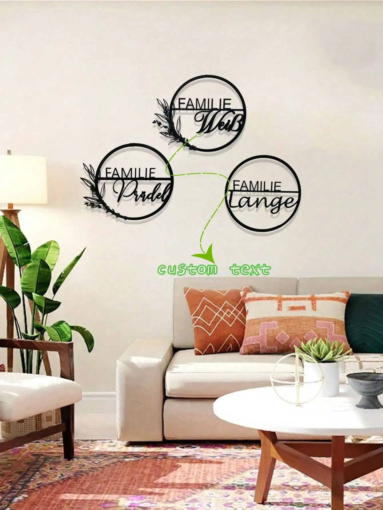

Personalized Wooden Wreath Sign Custom Family Name Farmhouse Wall Decor with Olive Branch