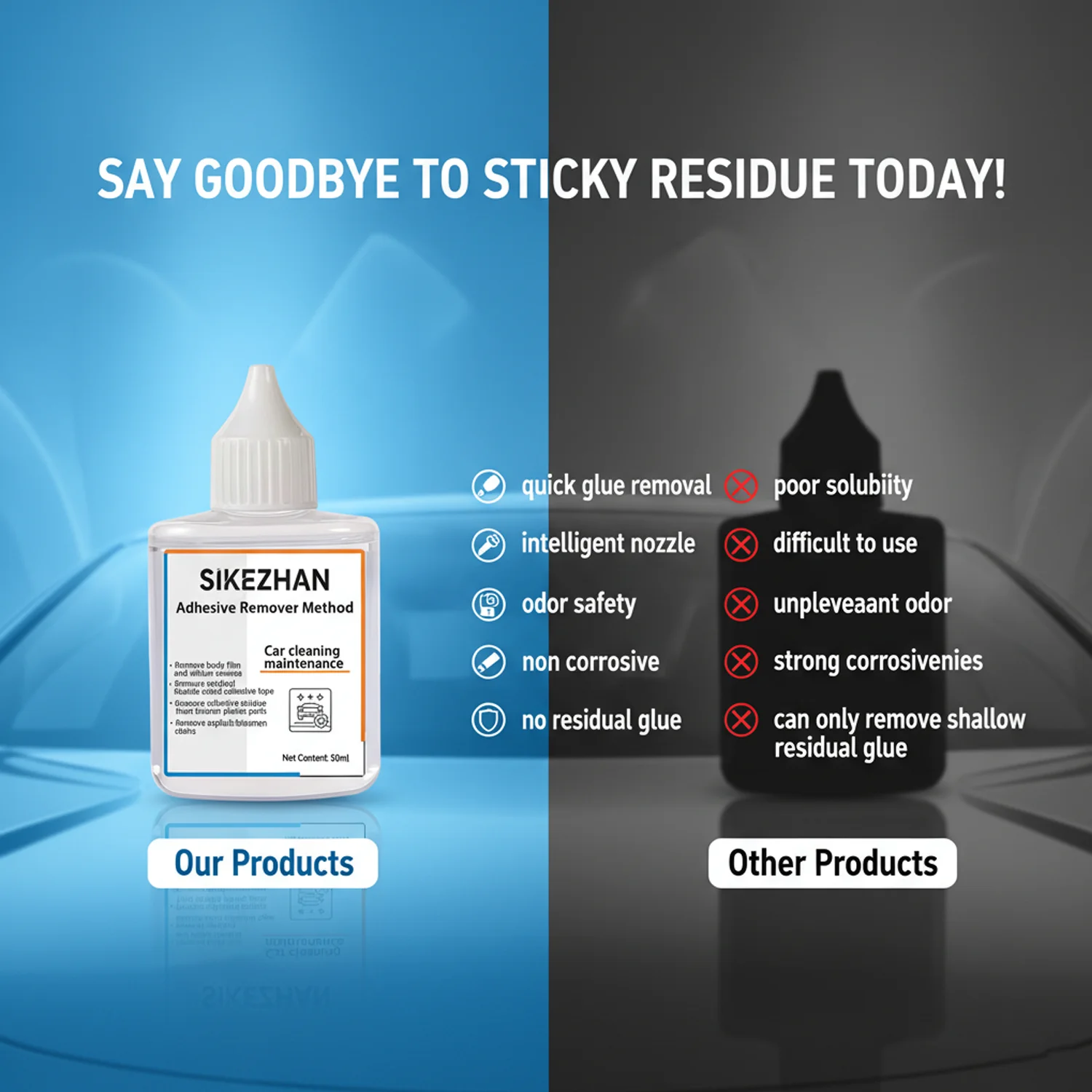 بخاخ مزيل لاصق السيارة لقايا غراء الملصقات والملصقات، منظف ملصقات Tar Sap، آمن للطلاء، الروائح المنخفضة، تفاصيل تلقائية سريعة الجفاف