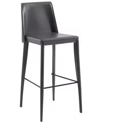 China Supplier's Modern High Bar Stool Genuine leather Restaurant Furniture Metal Dining Chair for Home  Hotel Living Room