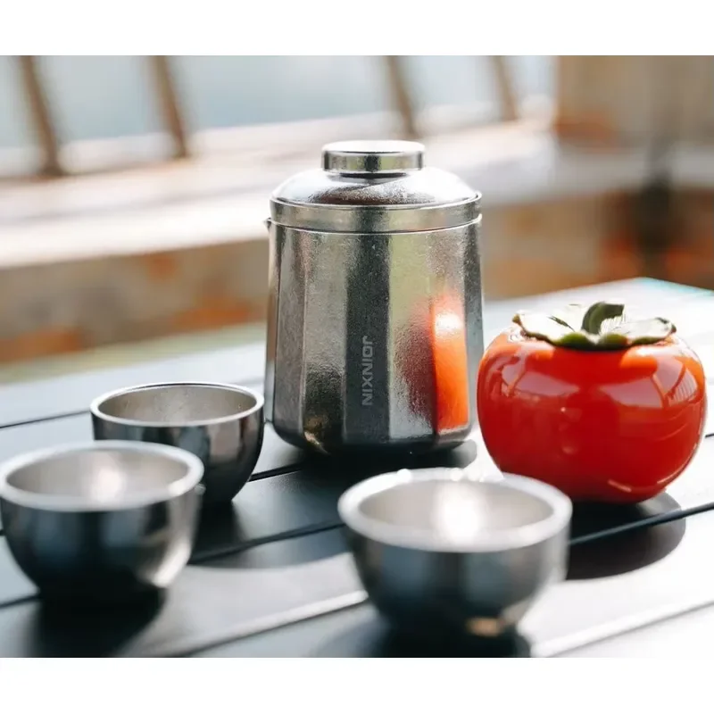 220ml Pure Titanium Tea Set Portable Outdoor Camping Coffee Cup Lightweight Durable Mini Travel Mug for Hiking Picnic Gift