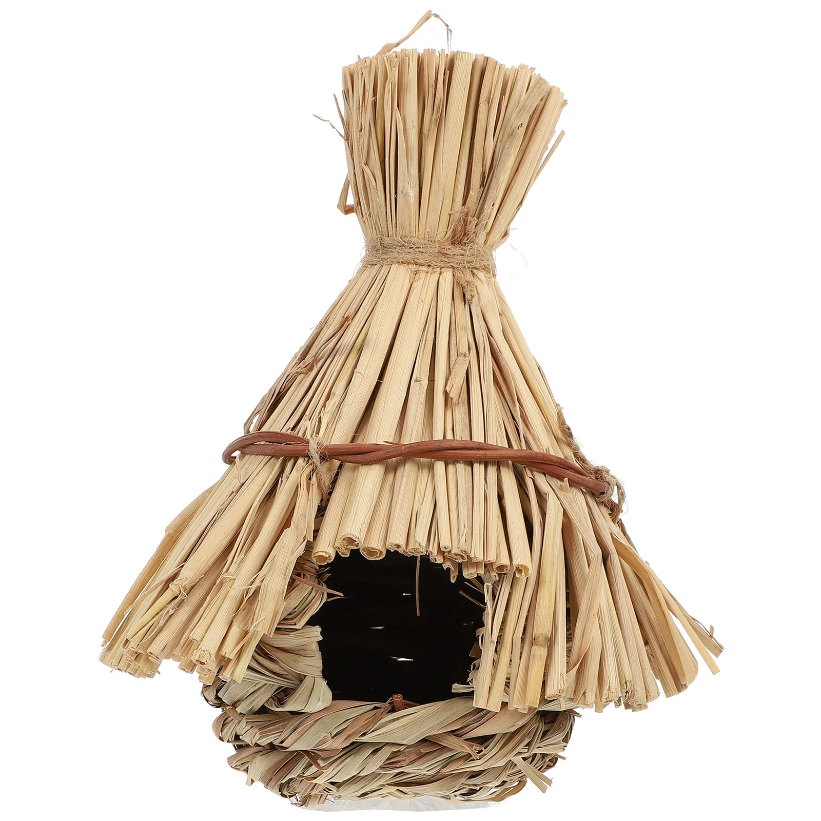 

1Pcs Straw Bird Nest Handmade Durable Design Parrot Breeding Nest Outdoor Hanging Bird Hut Natural Decor Straw Woven Birdhouse