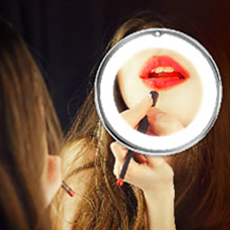 10x duże, podświetlane lusterko do makijażu, zasilane bateryjnie lusterko do makijażu LED z przyssawką, lustro powiększające 360 °   Lustro obrotowe