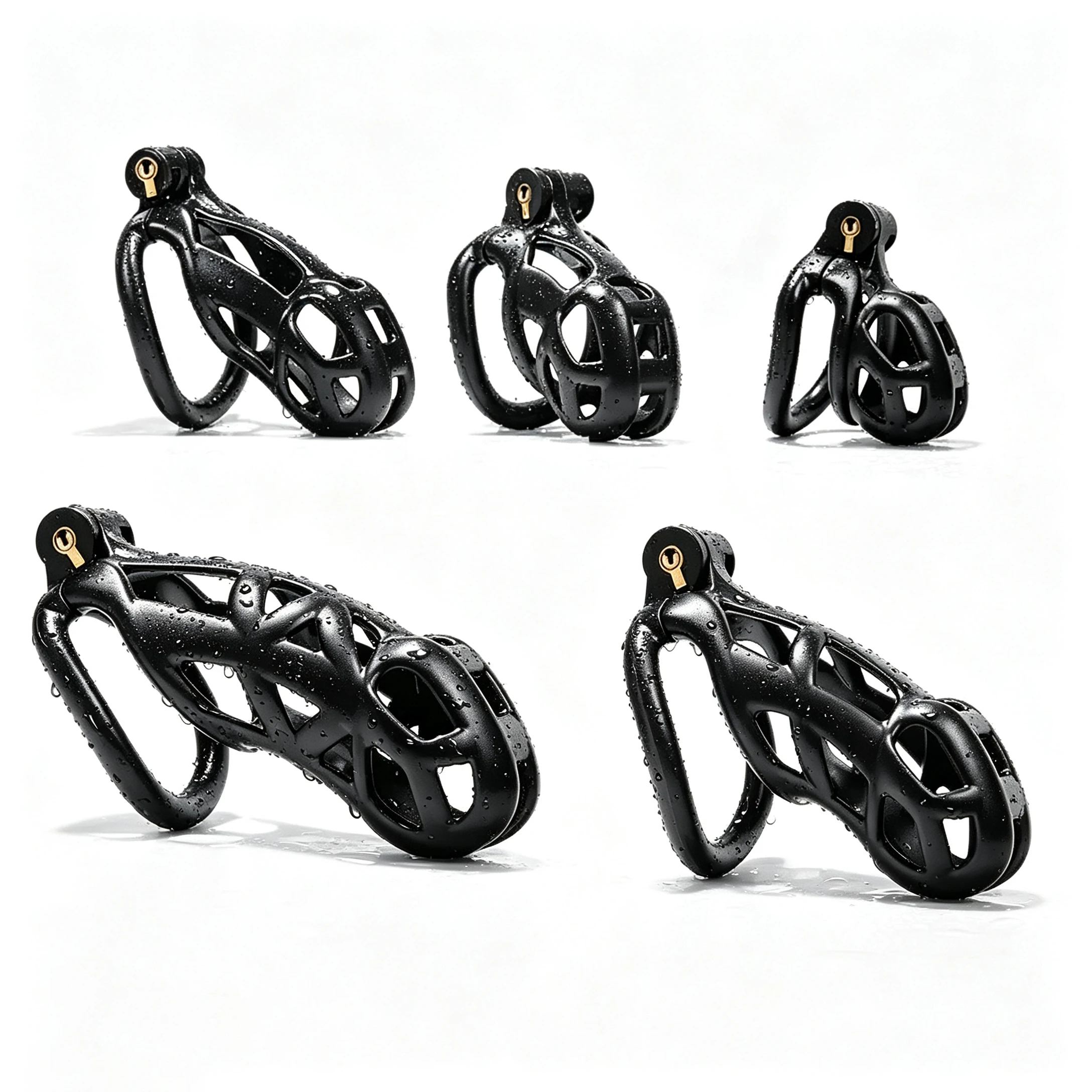 New Pink Male Chastity Cage Lock Cock Device Kit With 4 Arc Penis Rings Sex Toys For Men Gay Scrotum Adult Games Sex Shop 18+