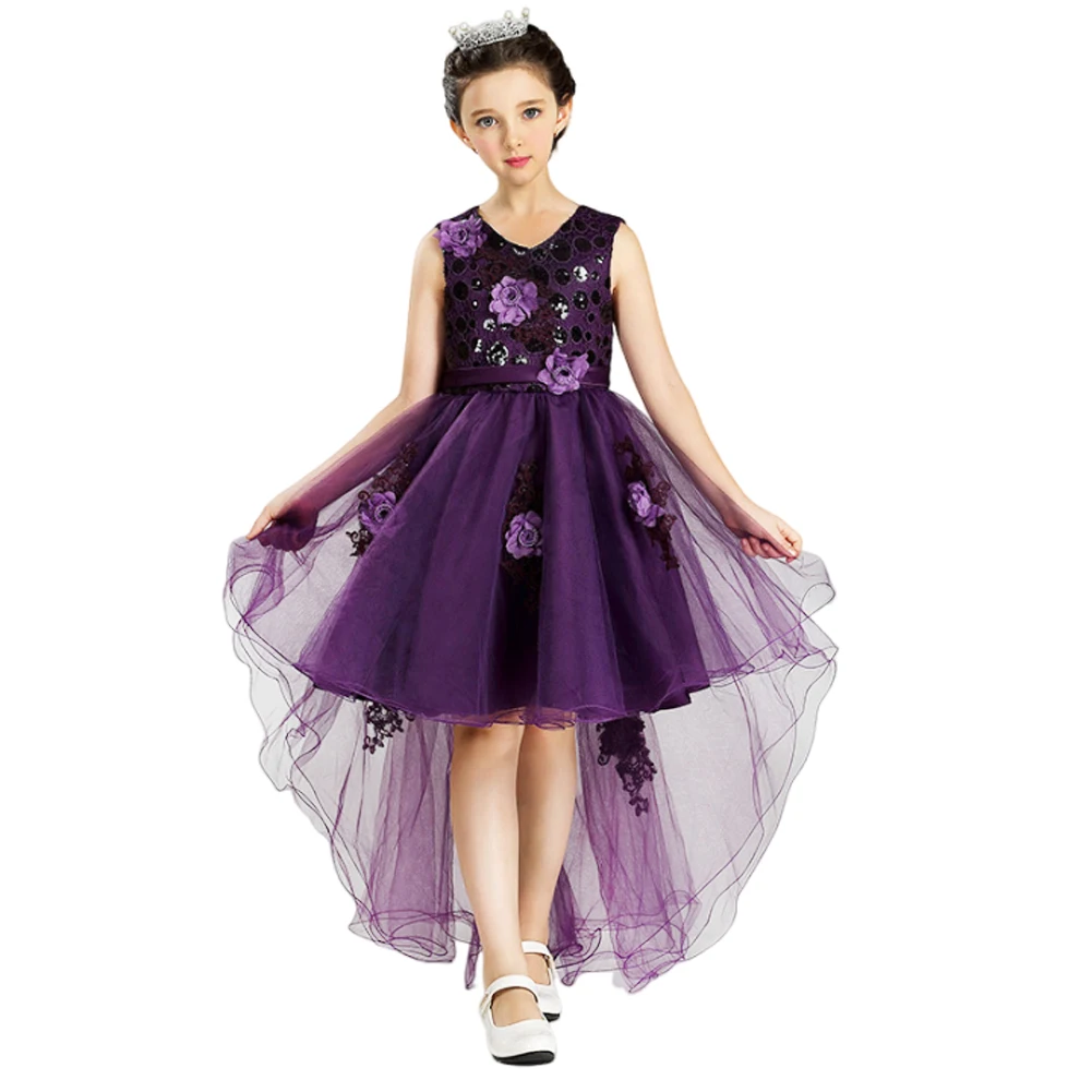 Girls Trailing Tutu Dress,Sequinned Mesh Princess Dresses,Flower Ball Gown,Teenagers Party Wedding Formal Outfits,Occasion Dress