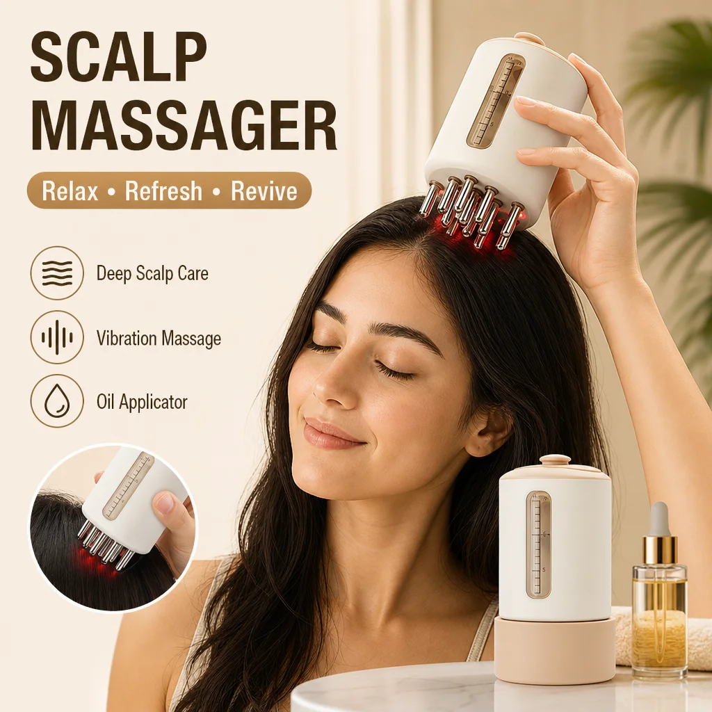 Elektrische Intelligenz Kopfhaut Massage Applikator Haarpflege Ätherisches Öl Ball Massage Rot Licht Vibration Haar Generatives Artefakt