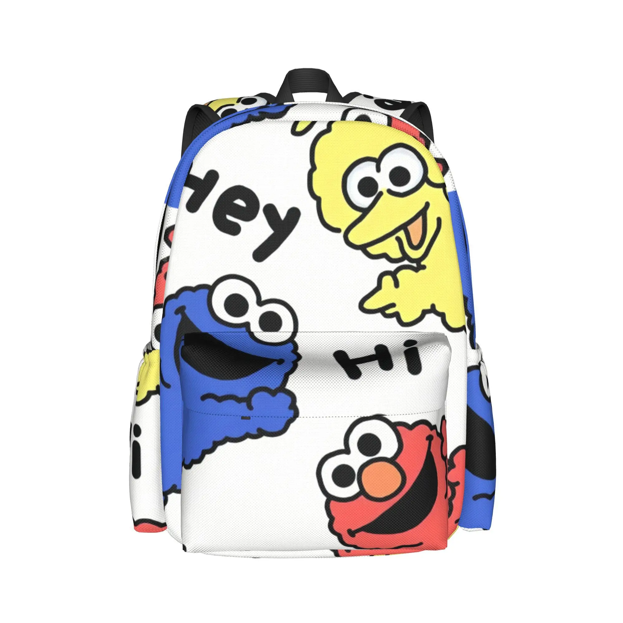 Mochila ligera de Barrio Sésamo para hombres y mujeres, diseño estampado elegante, bolso escolar duradero, mochila Unisex de moda para viajes
