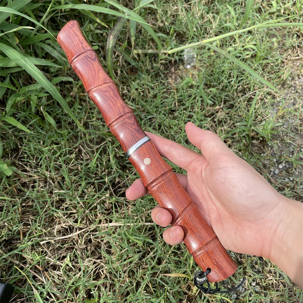 Bamboo Shape Damascus Blade Red Sandalwood Handles Camping EDC Hunting Knives Tactical Survival Self Defense Tools with Gift Box