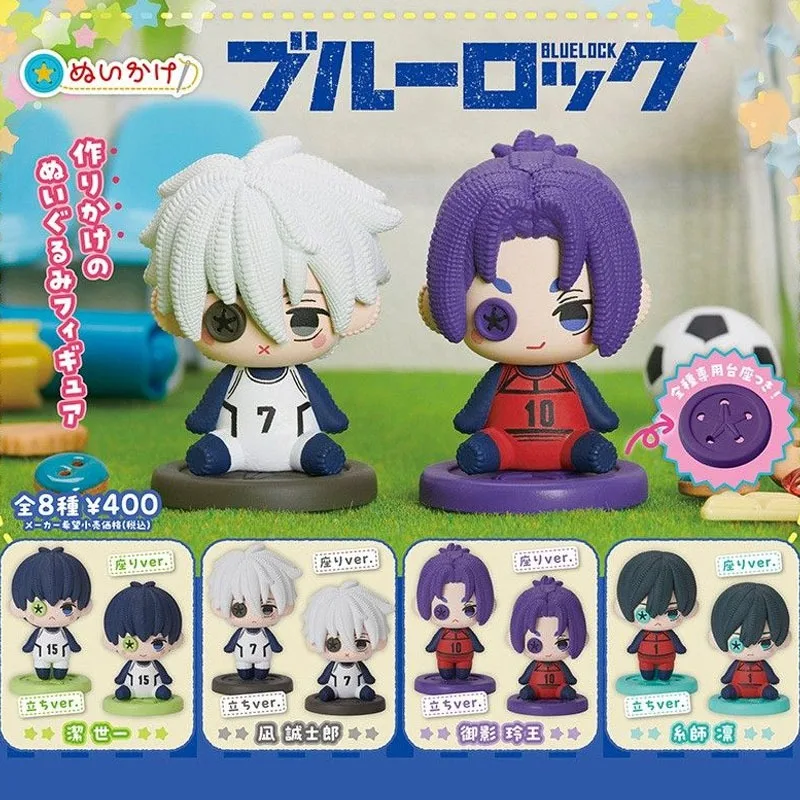 Anime Blue Lock Figure Gashapon Toys Q Version Button Style Isagi Yoichi Nagi Seishiro Mikage Reo Rin Itoshi Model Dolls Gifts