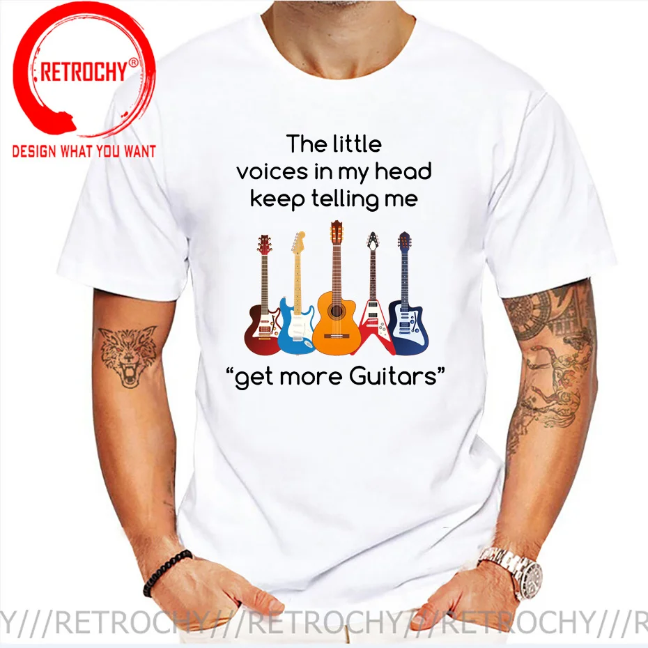 New Fashion T-shirt Guitar Shirt The Little Voice In My Head Keep Telling Me Get More Guitars Funny T Shirts Trendy Brand tshirt
