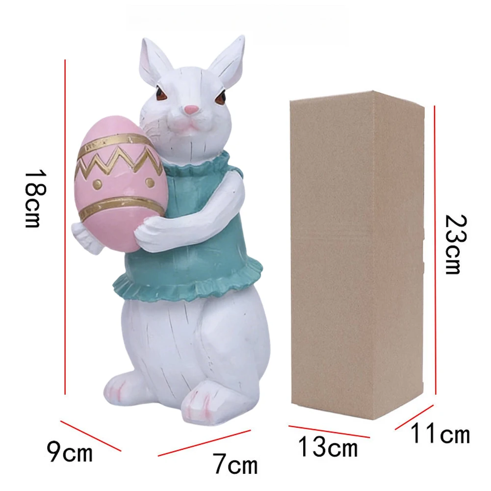 Whimsical Easter Bunny Holding Carrot Resin Ornament For Indoor Outdoor Spring Decoration Home Office Nursery Accent