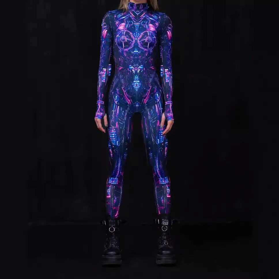 Halloween Bodysuits 3D Digital Printed Adult Cosplay Jumpsuit Costume Halloween Colorful Jumpsuit