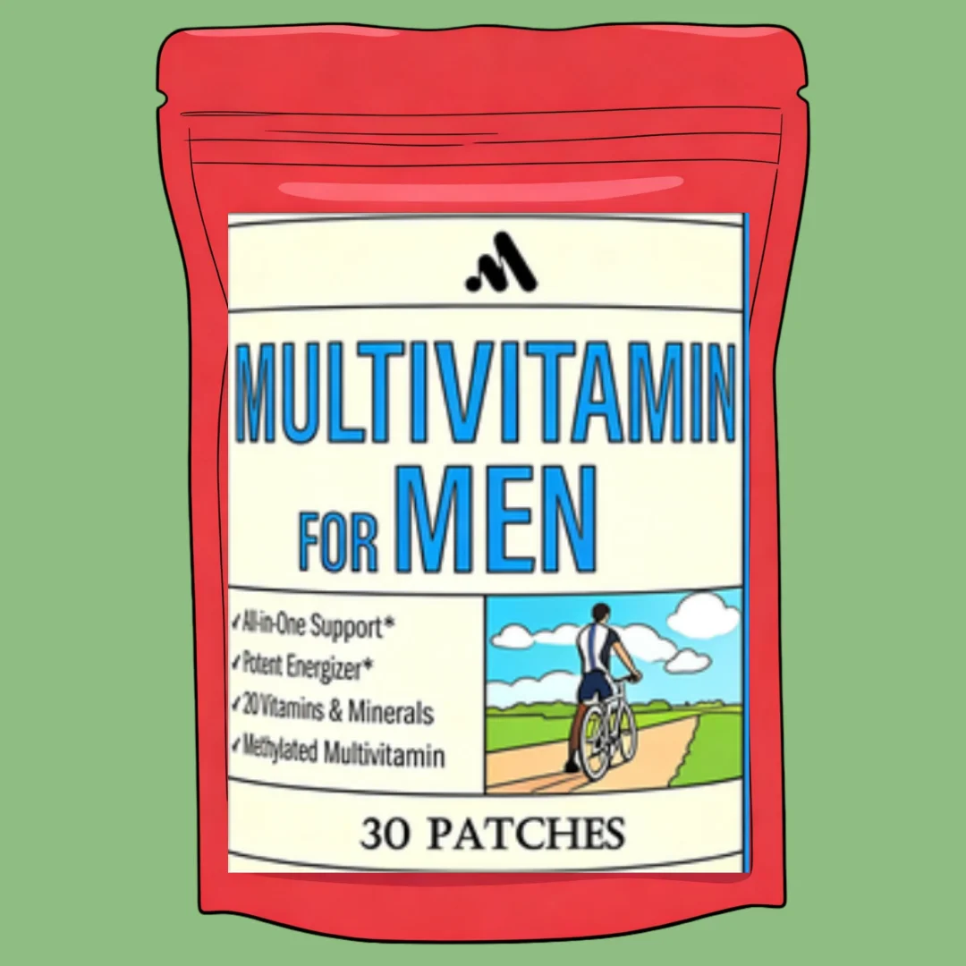 Multivitamin for Men Transdermal Patch, Containing Vitamins A, B6, B12, Zinc, Calcium, and Vitamin D 30 Patches