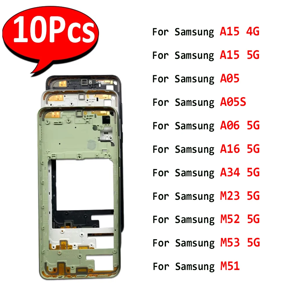 10 Peças, NOVO Para Samsung A06 A16 A34 5G A05 A05S A15 4G A145F 5G A146B: Substituição da Moldura Central e da Tampa Traseira