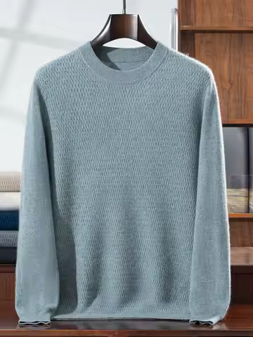 Men's 100% Cashmere Round Neck Sweater Light Luxury Casual Loose Long-Sleeved Knitted Pullover 2025 Autumn Winter Jumper Clothes