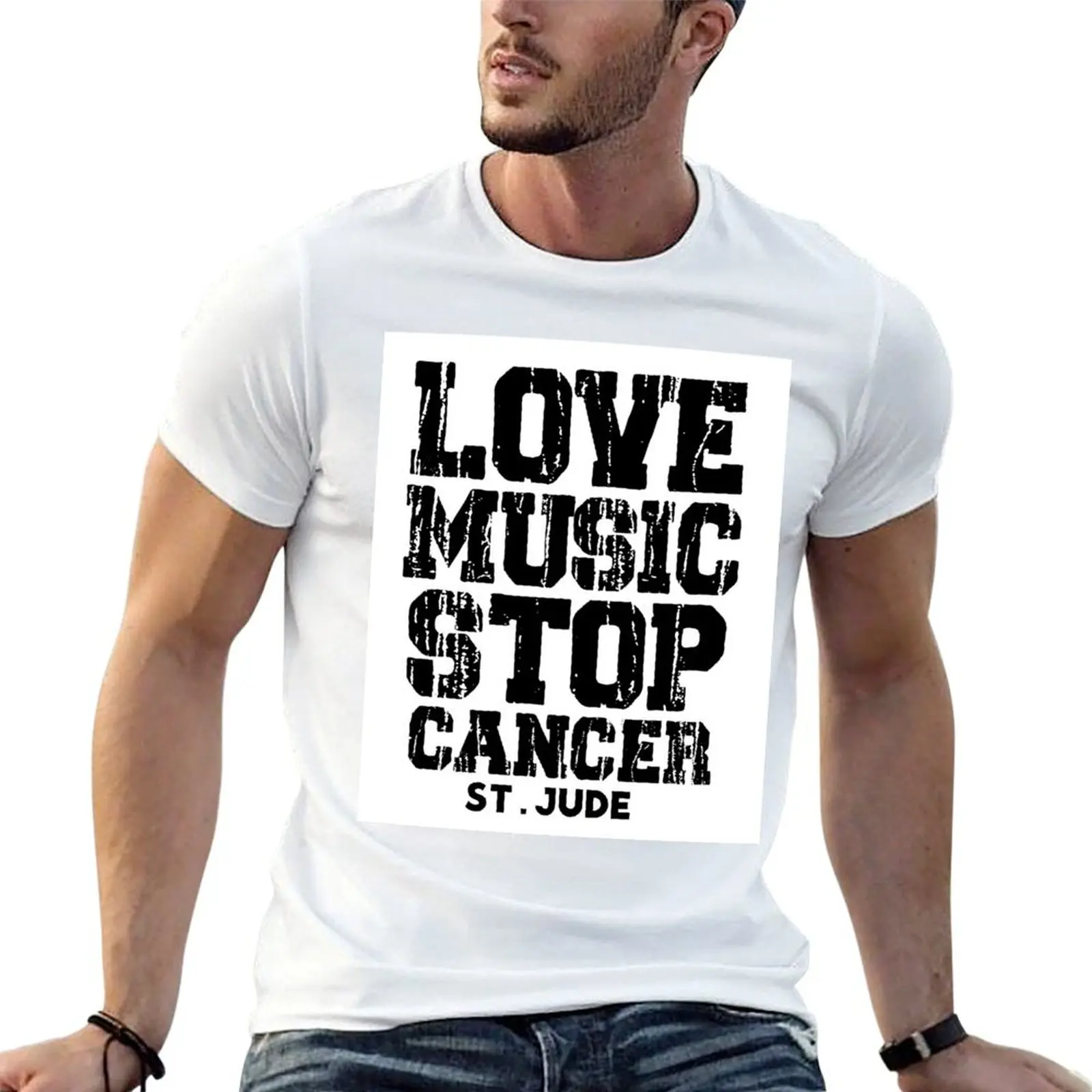 St Jude Music Shirt Love Music Stop Cancer T-Shirt custom t-shirts cute clothes t shirt for men