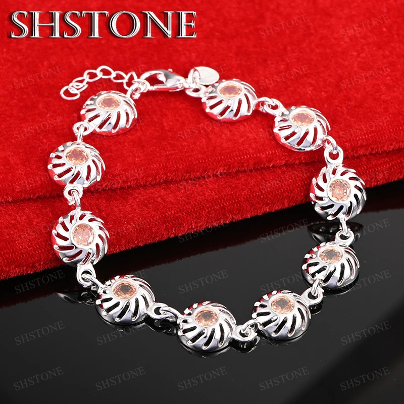 

Fine Luxury 925 Sterling Silver Orange Zircon Bracelet Fashion Charm Jewelry Birthday Christmas Gifts Party Jewelry Accessories