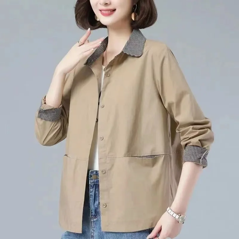 2024 New Women Jacket Thin Coat Autumn Long Sleeve Casual Windbreaker Basic Coat Loose Female Jackets Outwear