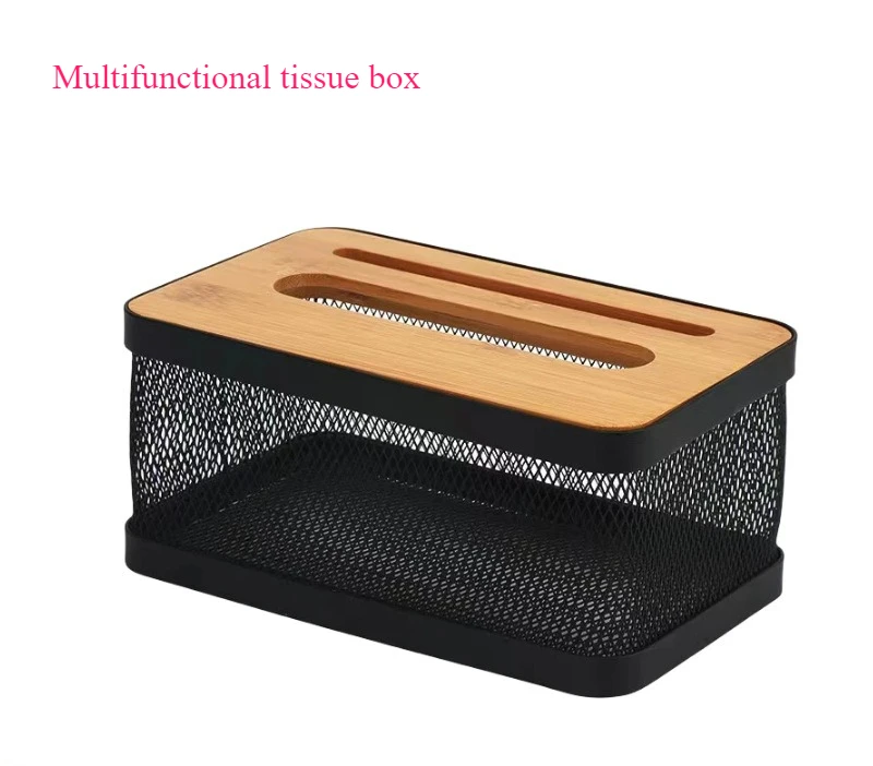 

Solid Wood Tissue Box Holder - Multi-Function Desktop Organizer for Home/Car, Napkin Dispenser for Living Room & Bathroom