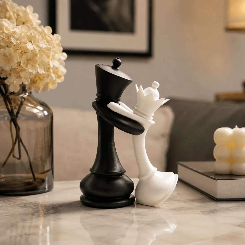 Creative 3D Printed Chess Statue Home Decoration Couple Gifts King And Queen Statue Sculpture Funny Desktop Ornaments Office view 4