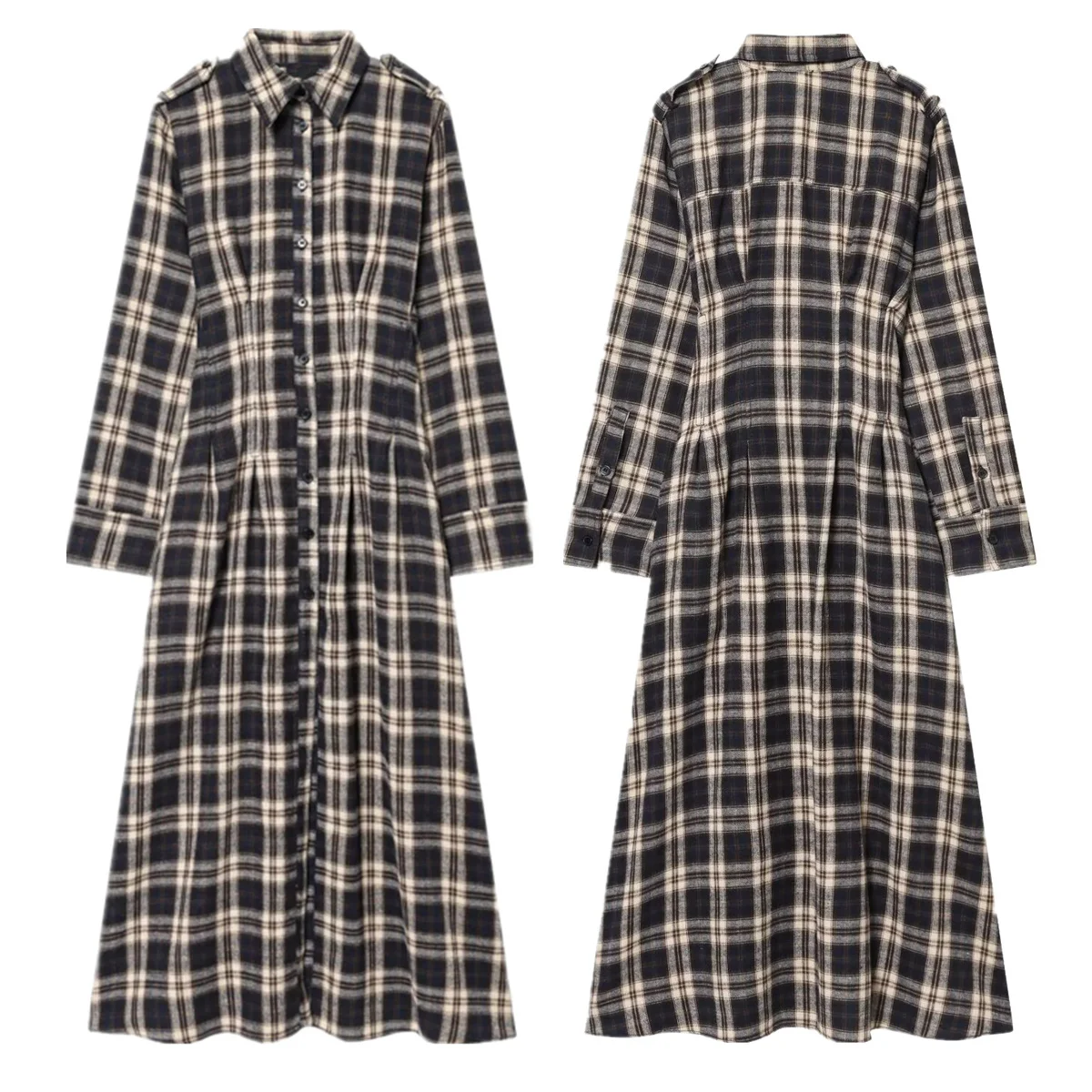 

Maxdutti 2026 Sping Autumn Elegant Britain Checked Midi Dress,Elegant Party Dresses,Womens dresses,Long dress,Vestidos