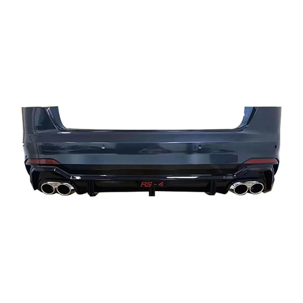 High Quality Auto Body Kit Rear Bumper Diffuser With Exhaust Pipe Muffler Tip For Audi A4 B9 Modified To Rs4 Abt Style 2017-2019