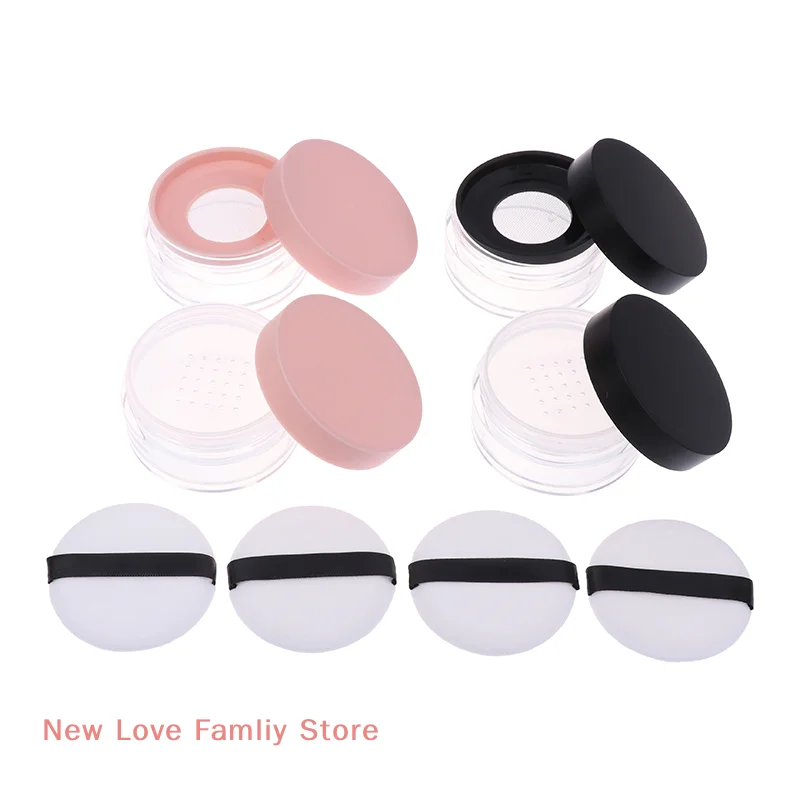 Portable Plastic Powder Box Handheld Empty Loose Powder Pot With Sieve Cosmetic Travel Makeup Jar Sifter Container