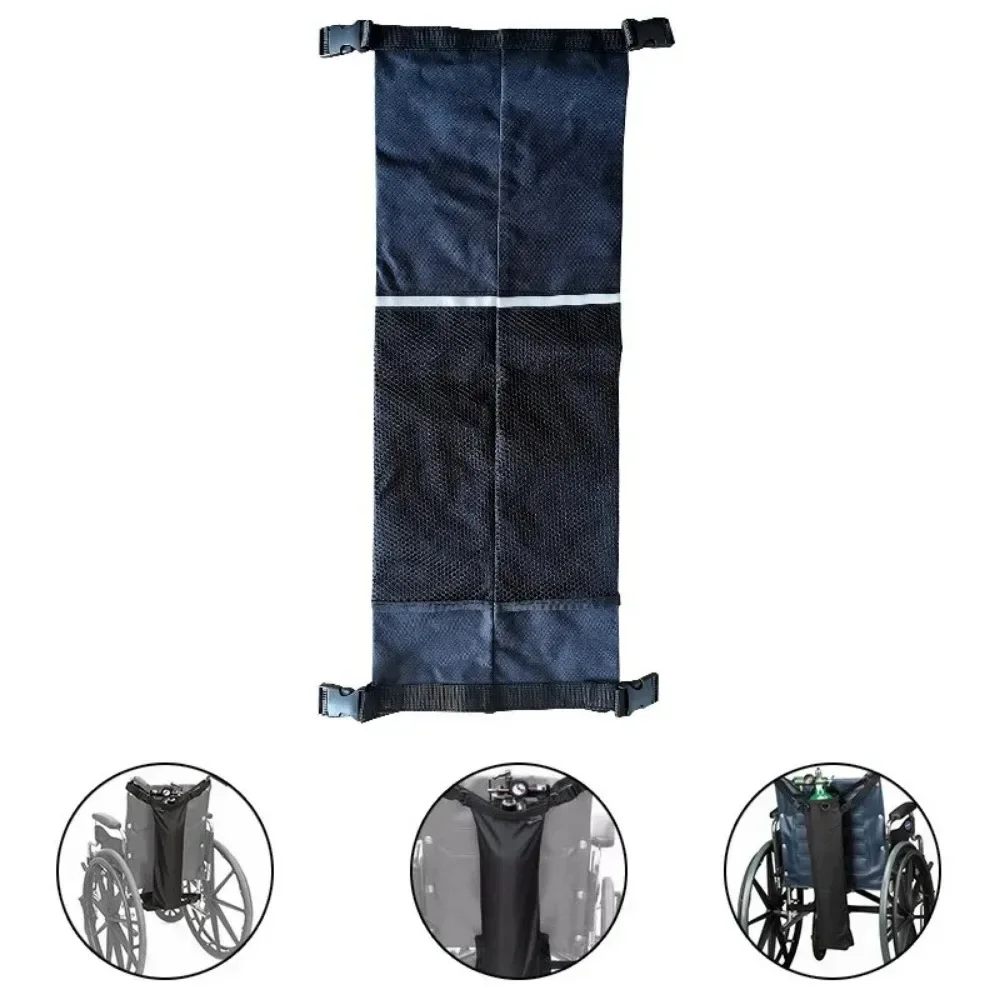 

Wheelchair Oxygen Bottle Storage Bag Medical Oxygen Bottle Hanging Bag With Reflective Strip Black Durable Oxford Mesh Cloth