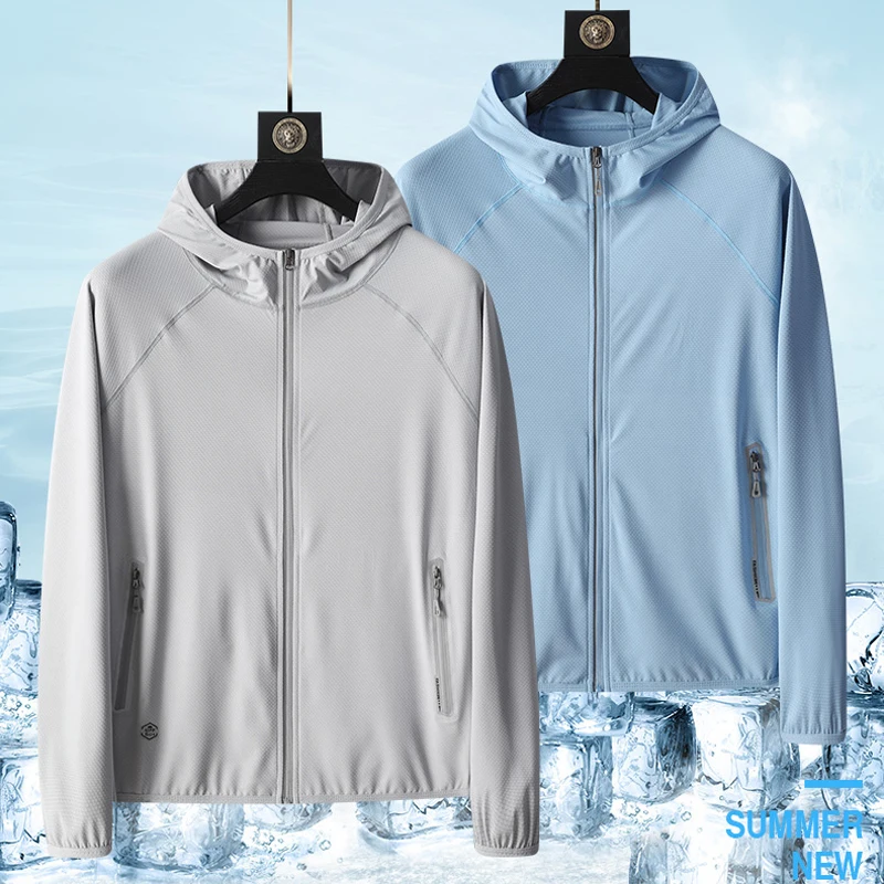 

Summer UV Protection Hoodie Unisex Breathable Ice Silk Outdoor Sports Couple's Beach Street Style Lightweight Jacket