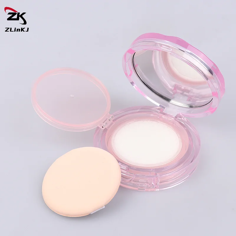 Plastic Pink Empty Air Cushion Puff Box Portable Foundation DIY Box With Mirror