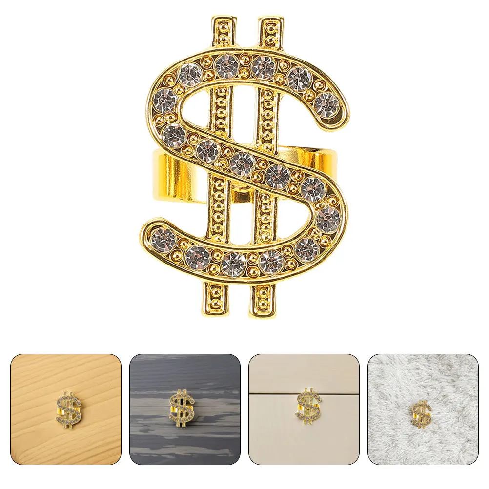 6Pcs Sign Bling Rings Dazzling Hip Hop Costume Cosplay Props Rapper Party Statement Ring Women Men Statement Ring