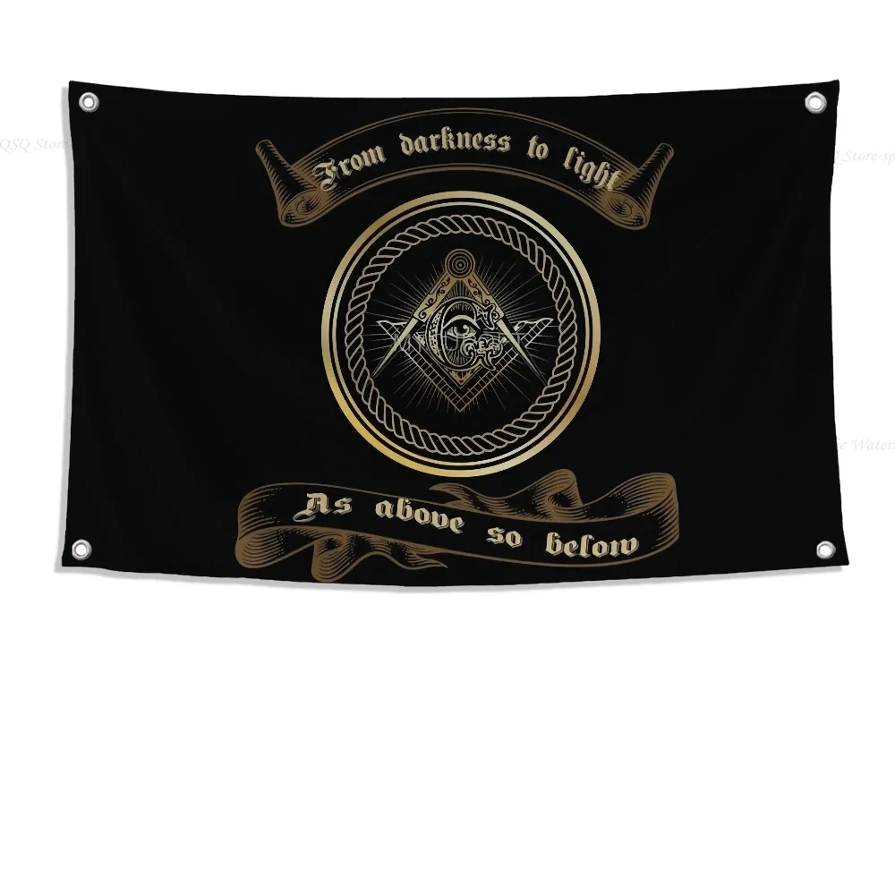1PC-Masonic Lodge Freemasonry Flag Flags And Banners Four Hole Flag Polyester Outdoor Decor Room Aesthetic