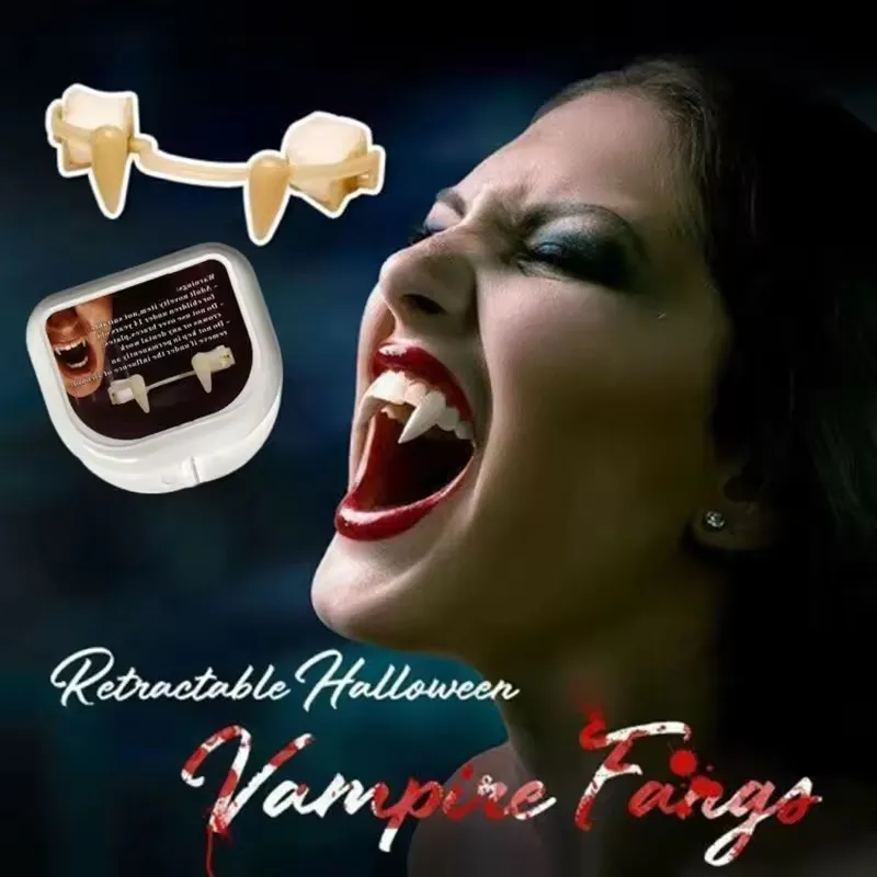 Halloween Vampirzähne aus Kunststoff, Halloween-Cosplay-Zubehör, Reißzahn-Zähne, Vampir-Haarklauen, gruselige Partydekoration – Detail 3