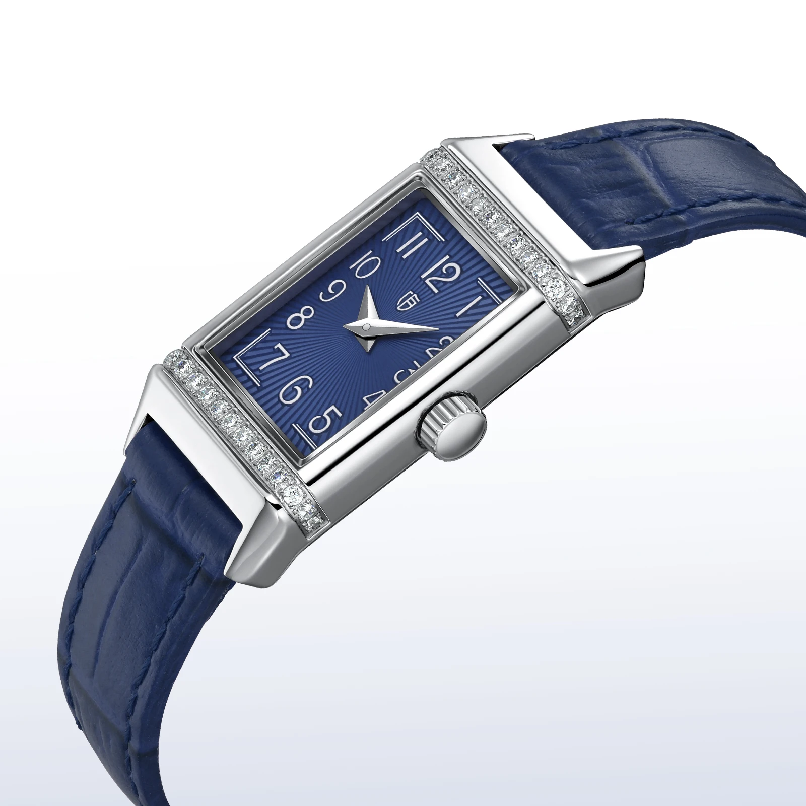 BERNY Square Watch for Women Rectangular Stainless Steel Waterproof Reverso One Quartz Wristwatch Leather Strap Ladies Watch