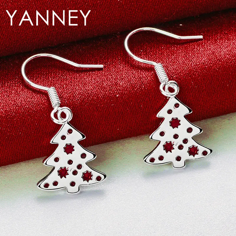 2024 New 925 Sterling Silver 28MM Fine Christmas Tree Earrings For Fashion Women Girlfriends Gifts Wedding JewelryAccessories