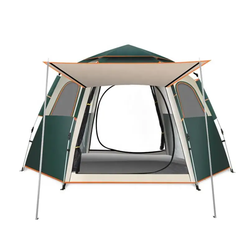 Hot selling outdoor folding automatic rainstorm-proof hexagonal tent thickened rain-proof field camping equipment