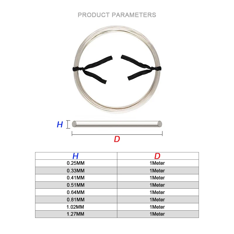 Runder halbharter Draht aus 925er-Sterlingsilber, ein Meter langer Silber-Perlendraht, Metallfaden für die Schmuckherstellung, DIY-Schmuckzubehör