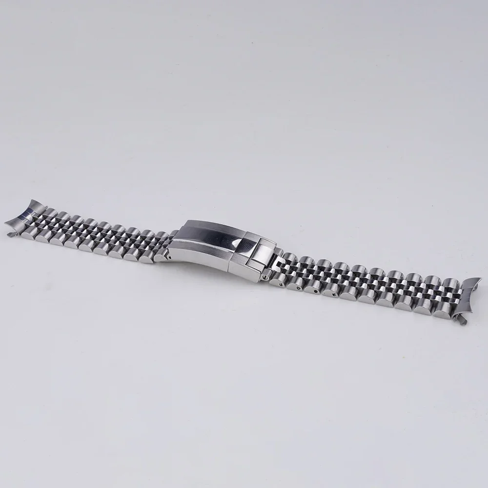 Rolamy 18mm Jubilee Strap For Seiko 5 SNK809 SNK807 805 803 Sliver Hollow Curved End Solid Screw Links Watch Band