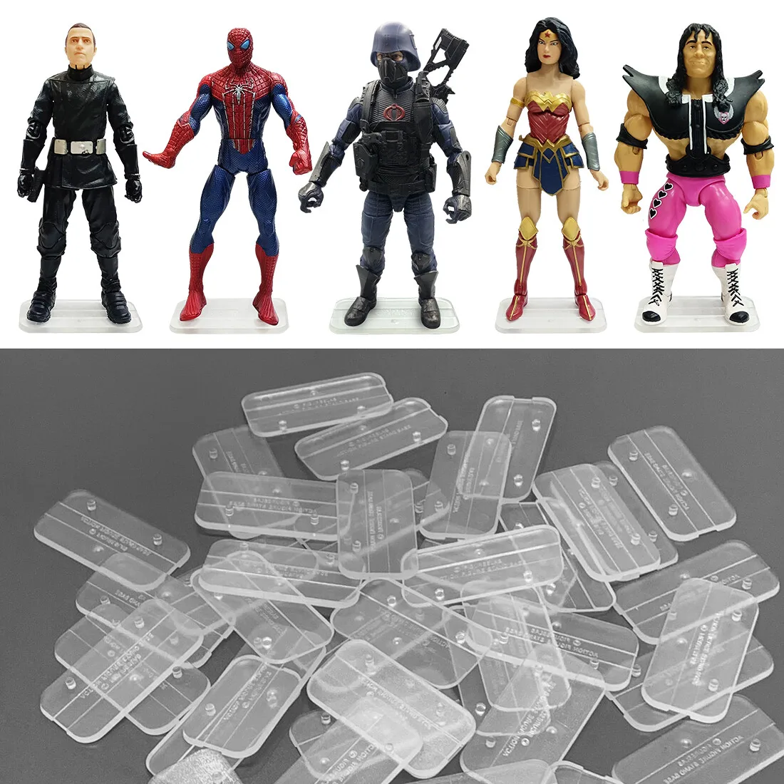 56 pçs figura de ação suporte base para 6 Polegada figuras display titular para marvel legends gi joe motu dc quadrinhos poseable coletar brinquedos