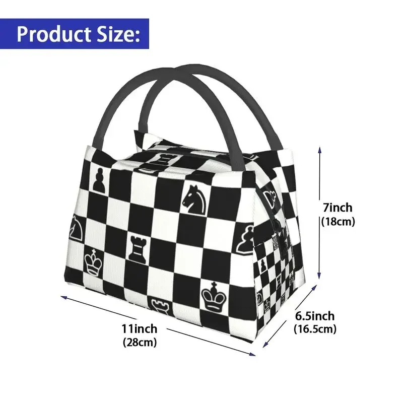 Fashion Chess Insulated Lunch Bags for Outdoor Picnic Chessboard Game Resuable Thermal Cooler Lunch Box Women lunchbag