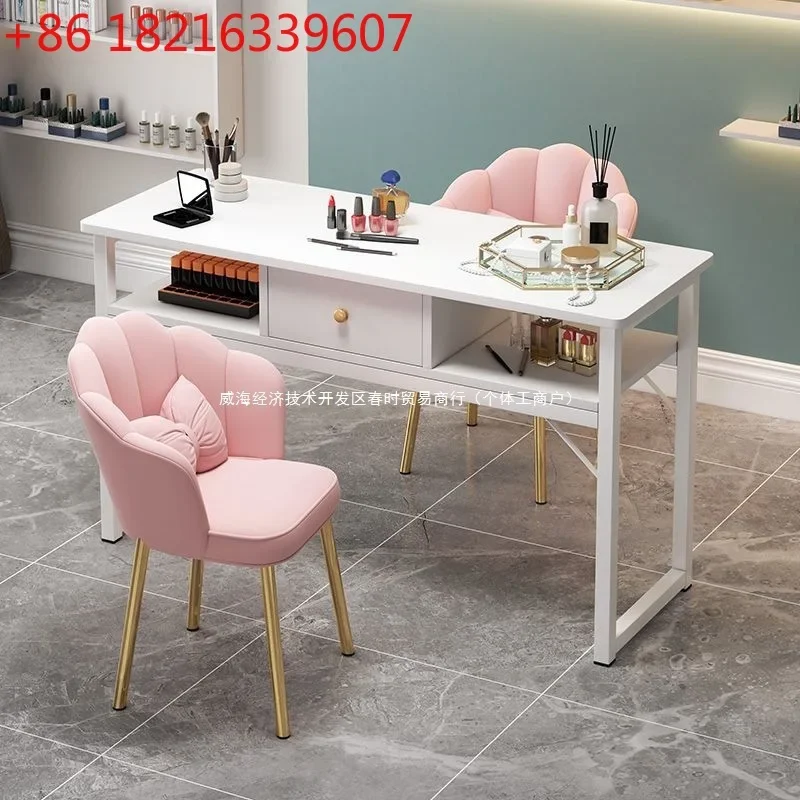 New manicure table and chair set Japanese manicure shop table light luxury single double imitation marble