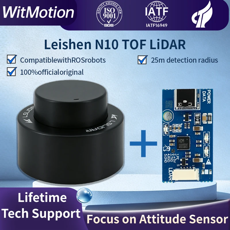 Lslidar N10 360° Lidar Kit TOF Laser Radar Sensor 25m 30000 Lux Anti-Glare Laser Radar Support ROS1 ROS2 Arduino Indoor Outdoor