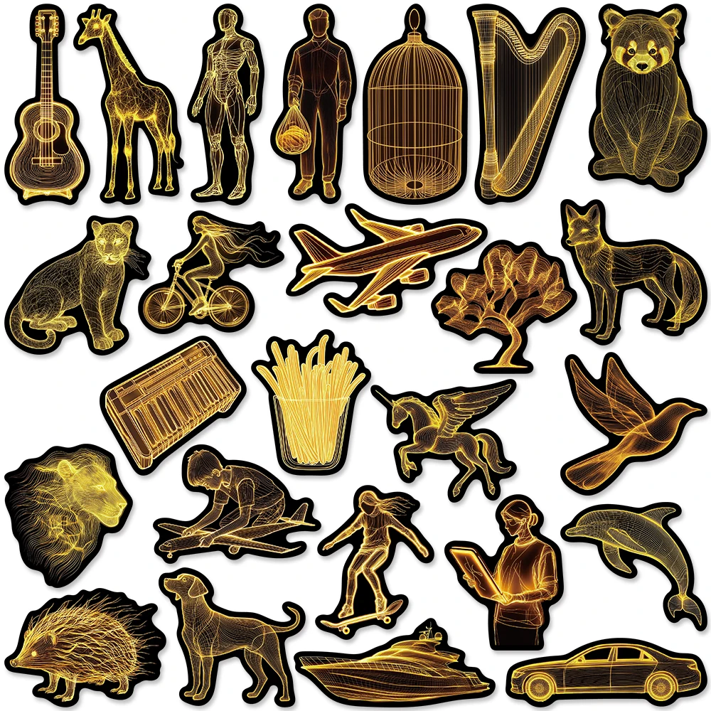 5 zestawów zabawnych naklejek w stylu kreskówkowym z żółtymi zwierzętami, estetyczne, wodoodporne, do graffiti, na bagaż, gitarę, laptopa, telefon.