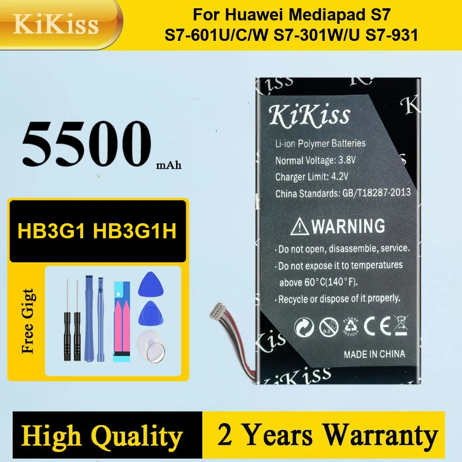 

5500Mah Kikiss Battery HB3G1 HB3G1H For Huawei Mediapad S7 S7-601U/C/W S7-301W/U S7-931